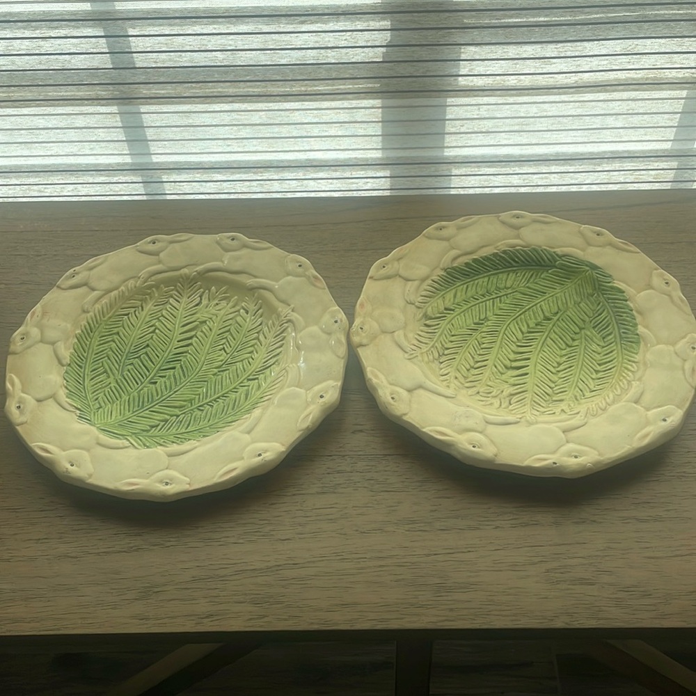 2 vintage Easter plate with bunnies 10.5” plates